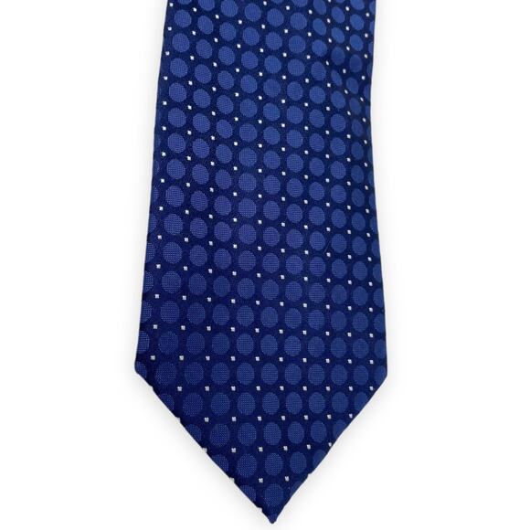 CALVIN KLEIN Blue Silk Polka Dot Sphere Pattern Tie - Picture 2 of 7